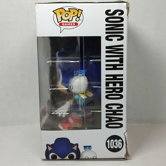 Funko Pop! Games Sonic the Hedgehog & Hero Chao 1036 Vinyl Figures Flocked NEW - Picture 6 of 16